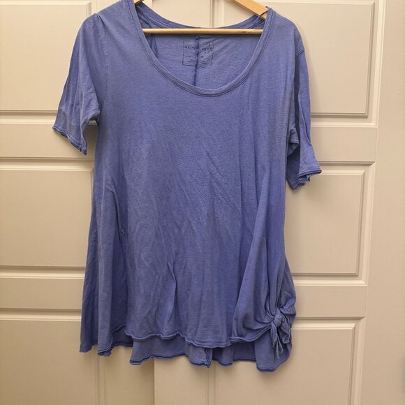 Free People We The Free Top Blue Asymmetrical Tunic Tee Boho Style Size M Medium - Picture 2 of 5